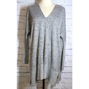 Miss Chievous Women's Knit Super Soft Highlow Sweater Size M Gray V-Neck Cozy